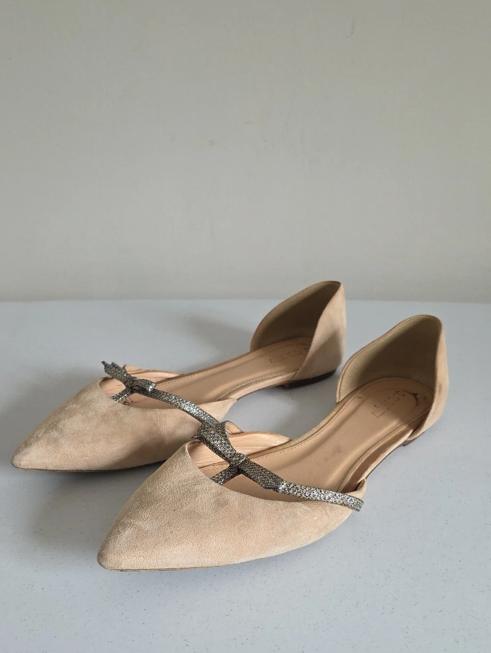J.CREW | Sloan d'orsay flats pointed toe glitter bow sz 8.5